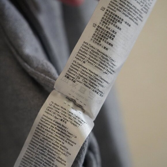 Esprit Men's Cotton Cashmere Full Zip Heather Grey Jacket S Stripe Contrast - Picture 10 of 10